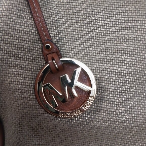 3656 Large Michael Kors Drawstring Satchel Shoulder Bag Sparkly Fabric /Leather - Picture 7 of 12